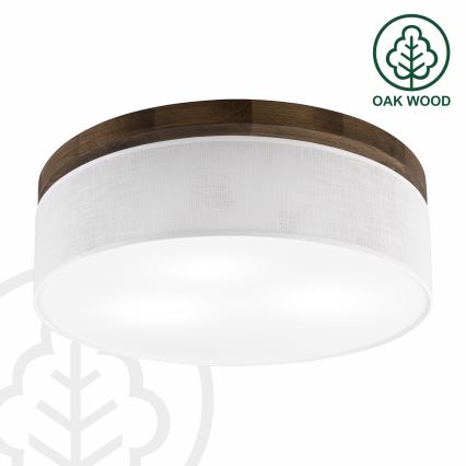 Brilagi - LED-kattovalaisin BELLADONNA 3xE27/15W/230V halkaisija 50 cm valkoinen/tammi-pähkinä