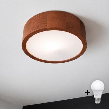 Brilagi - LED-kattovalaisin CARVALHO 1xE27/15W/230V tammi-kirsikka Ø 27 cm