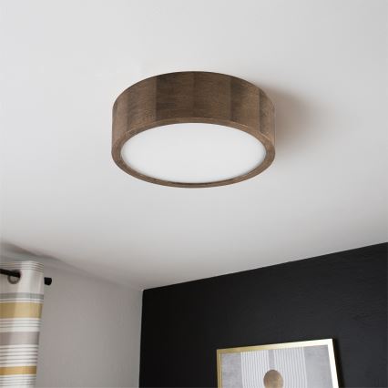 Brilagi - LED-kattovalaisin CARVALHO 1xE27/15W/230V tammi/pähkinä, halkaisija 27 cm