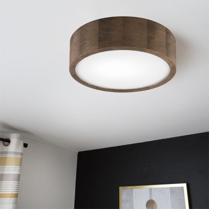 Brilagi - LED-kattovalaisin CARVALHO 1xE27/15W/230V tammi/pähkinä, halkaisija 27 cm