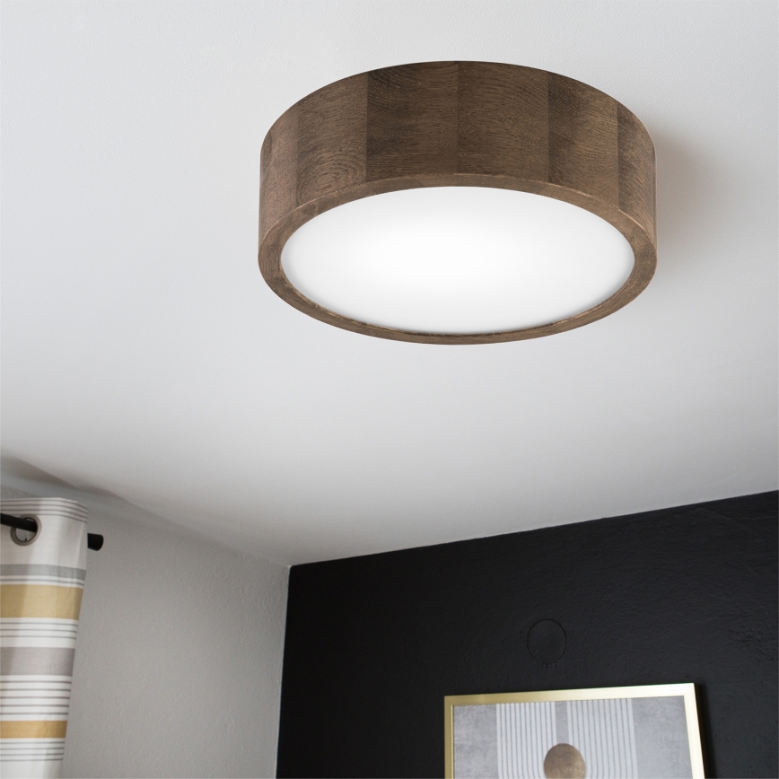Brilagi - LED-kattovalaisin CARVALHO 1xE27/15W/230V tammi/pähkinä, halkaisija 27 cm