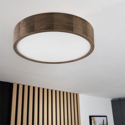 Brilagi - LED-kattovalaisin CARVALHO 2xE27/15W/230V tammi/pähkinä halkaisija 37 cm