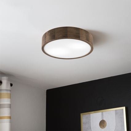 Brilagi - LED-kattovalaisin CARVALHO 2xE27/15W/230V tammi/pähkinä halkaisija 37 cm