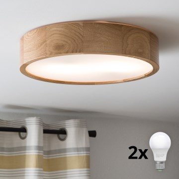 Brilagi - LED-kattovalaisin CARVALHO 2xE27/30W/230V tammi, halkaisija 37,5 cm