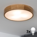 BRILAGI - LED-kattovalaisin CARVALHO 3xE27/15W/230V, tammi, halkaisija 47,5 cm