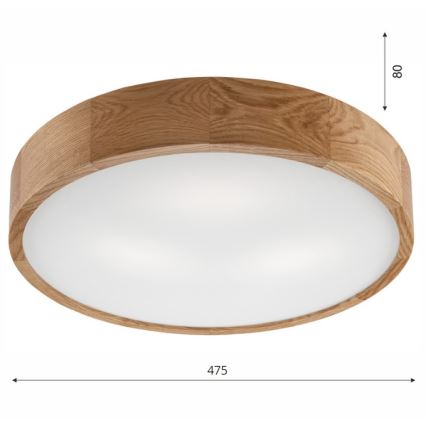 Brilagi - LED-kattovalaisin CARVALHO 3xE27/15W/230V, tammi, halkaisija 47,5 cm