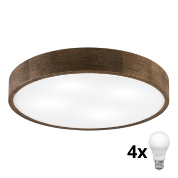 Brilagi - LED-kattovalaisin CARVALHO 4xE27/60W/230V tammi/pähkinä halkaisija 57,5 cm
