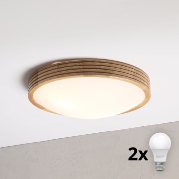 Brilagi - LED-kattovalaisin CARVALHO MODERN SLIM 2xE27/60W/230V halkaisija 37,5 cm tammi