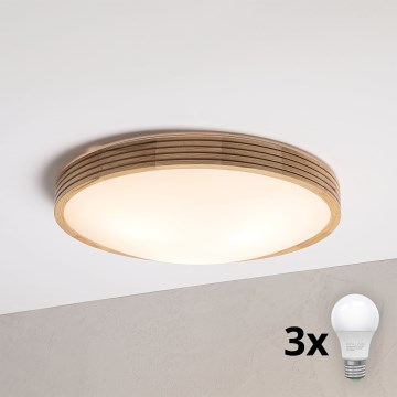 Brilagi - LED-kattovalaisin CARVALHO MODERN SLIM 3xE27/60W/230V Ø 47,5 cm tammi