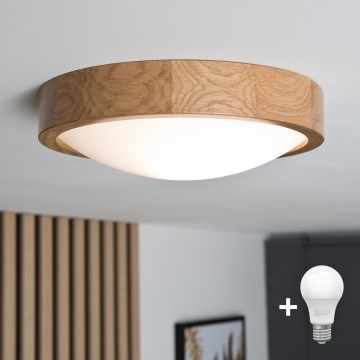 Brilagi - LED-kattovalaisin CARVALHO SLIM 1xE27/15W/230V, tammi, halkaisija 27 cm