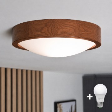 Brilagi - LED-kattovalaisin CARVALHO SLIM 1xE27/15W/230V tammi-kirsikka halkaisija 27 cm