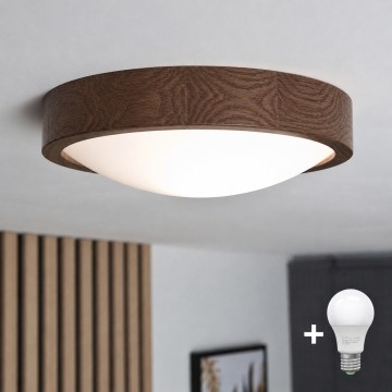 Brilagi - LED-kattovalaisin CARVALHO SLIM 1xE27/15W/230V tammi/saksanpähkinä, halkaisija 27 cm