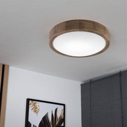 BRILAGI - LED-kattovalaisin CARVALHO SLIM 1xE27/15W/230V tammi/saksanpähkinä, halkaisija 27 cm