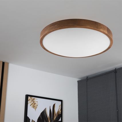 Brilagi - LED-kattovalaisin CARVALHO SLIM 3xE27/15W/230V tammi-kirsikka halkaisija 47 cm