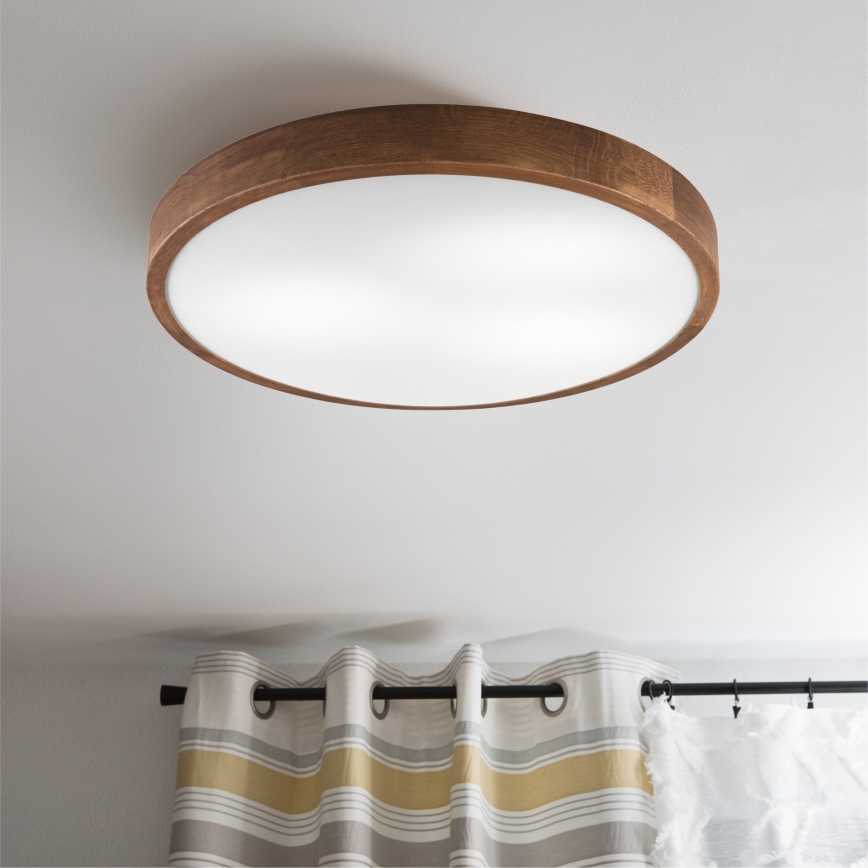 Brilagi - LED-kattovalaisin CARVALHO SLIM 3xE27/15W/230V tammi-kirsikka halkaisija 47 cm