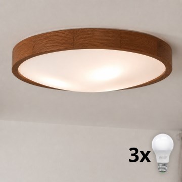 Brilagi - LED-kattovalaisin CARVALHO SLIM 3xE27/45W/230V tammi/kirsikka Ø 47 cm