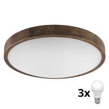 Brilagi - LED Kattovalaisin CARVALHO SLIM 3xE27/60W/230V tammi-pähkinä Ø 47 cm