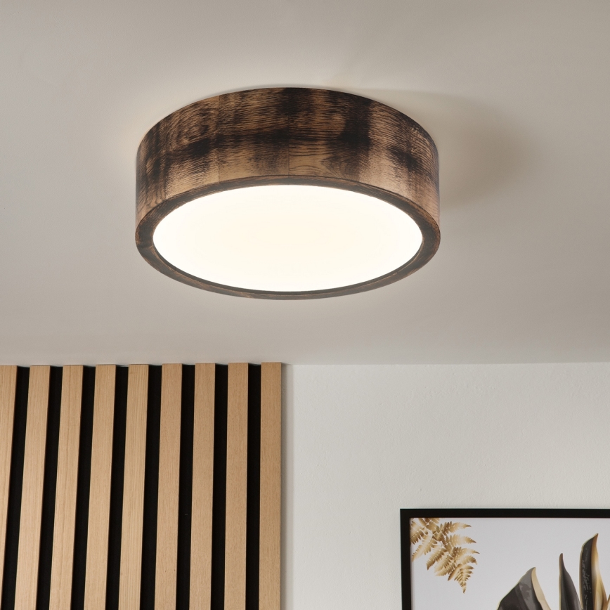 Brilagi - LED-kattovalaisin CARVALHO SMOKEY LED/20W/230V, tammi, halkaisija 27,5 cm