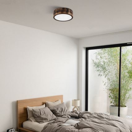 Brilagi - LED-kattovalaisin CARVALHO SMOKEY LED/20W/230V, tammi, halkaisija 27,5 cm