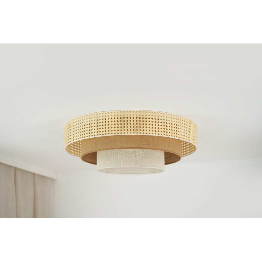 Brilagi - LED-kattovalaisin CEDAR LUNETA LED/26W/230V halkaisija 60 cm rottinki/ruskea/kermanvärinen