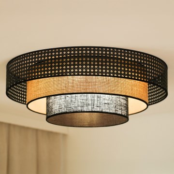 Brilagi - LED-kattovalaisin DAKOTA LUNETA LED/12W/230V halkaisija 60 cm 3000K/4000K/6400K musta/rottinki