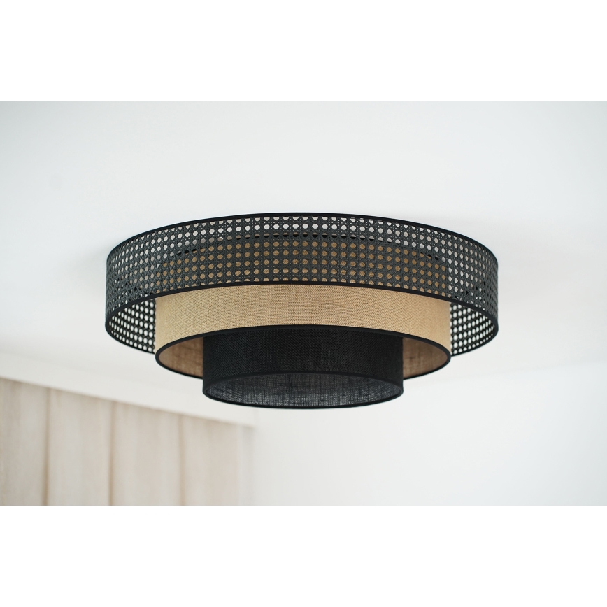 Brilagi - LED-kattovalaisin DAKOTA LUNETA LED/12W/230V halkaisija 60 cm 3000K/4000K/6400K musta/rottinki