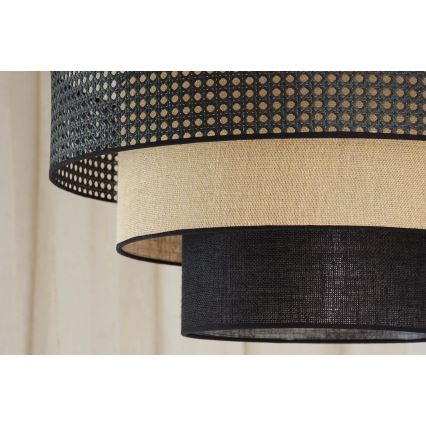 Brilagi - LED-kattovalaisin DAKOTA LUNETA LED/12W/230V halkaisija 60 cm 3000K/4000K/6400K musta/rottinki