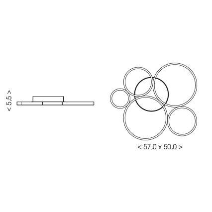 Brilagi - LED-kattovalaisin ECHO LED/60W/230V 4000K 50x57 cm musta