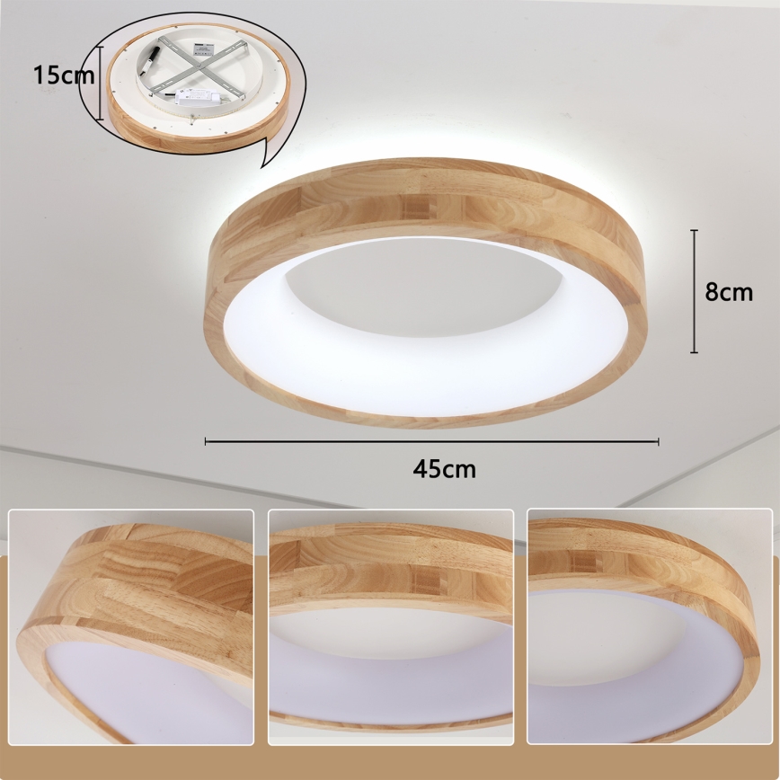 Brilagi - FALCON WOOD LED - kattovalaisin, 30 W, 230 V, 3000/4000/6000 K, halkaisija 45 cm, puuviimeistely