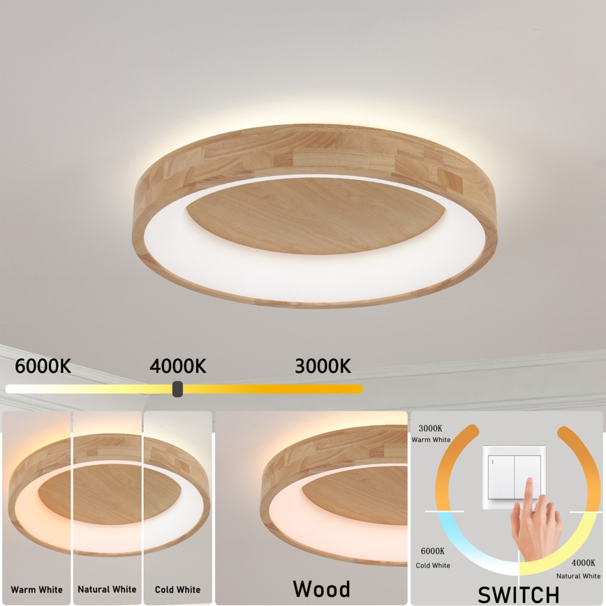 Brilagi - LED-kattovalaisin FALCON WOOD LED/40W/230V 3000/4000/6000K Ø 60 cm, puinen