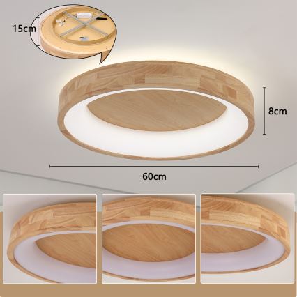 Brilagi - LED-kattovalaisin FALCON WOOD LED/40W/230V 3000/4000/6000K Ø 60 cm, puinen