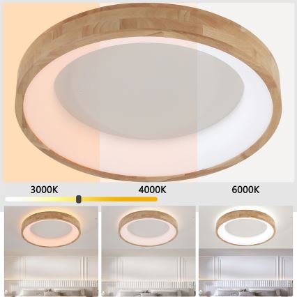 Brilagi - LED-kattovalaisin FALCON WOOD LED/40W/230V 3000/4000/6000K halkaisija 60 cm puu