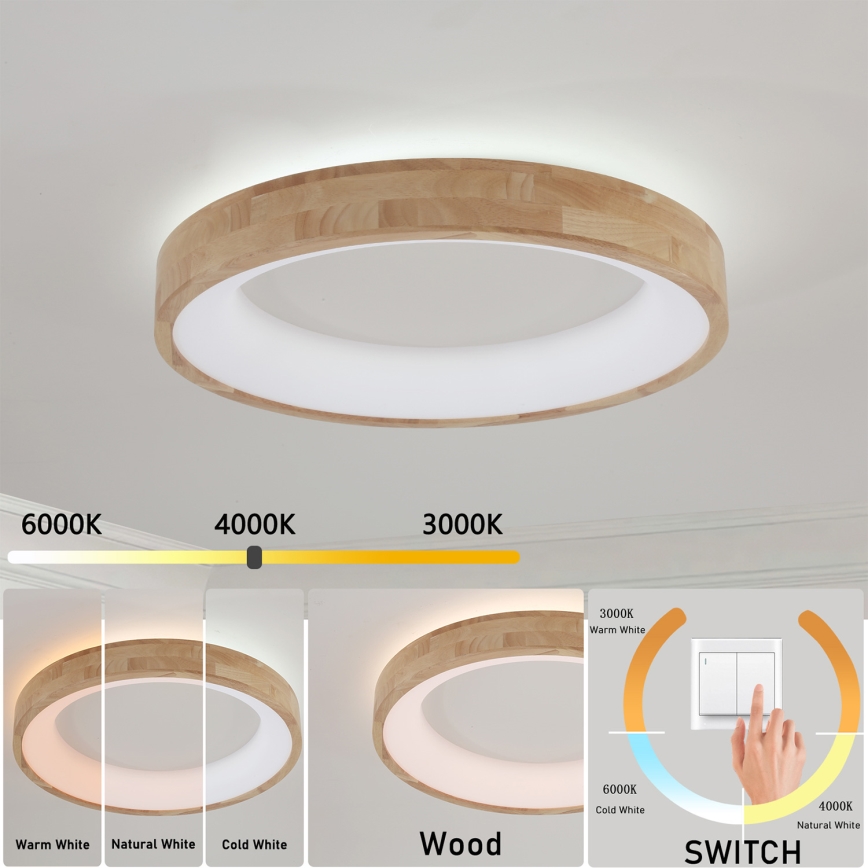 Brilagi - LED-kattovalaisin FALCON WOOD LED/40W/230V 3000/4000/6000K halkaisija 60 cm puu