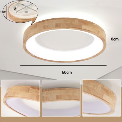 Brilagi - LED-kattovalaisin FALCON WOOD LED/40W/230V 3000/4000/6000K halkaisija 60 cm puu