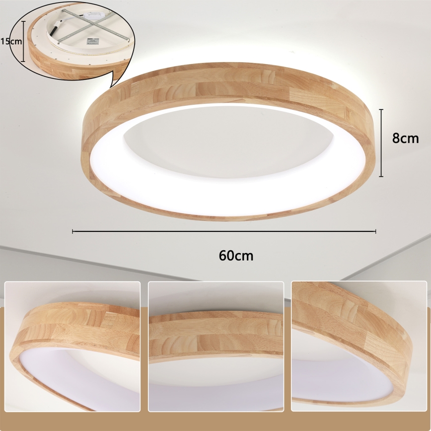 Brilagi - LED-kattovalaisin FALCON WOOD LED/40W/230V 3000/4000/6000K halkaisija 60 cm puu