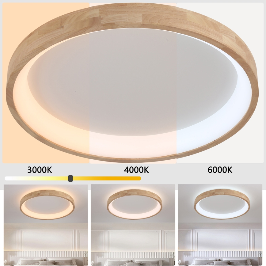 Brilagi - LED-kattovalaisin FALCON WOOD LED/60W/230V 3000/4000/6000K, halkaisija 80 cm, puinen