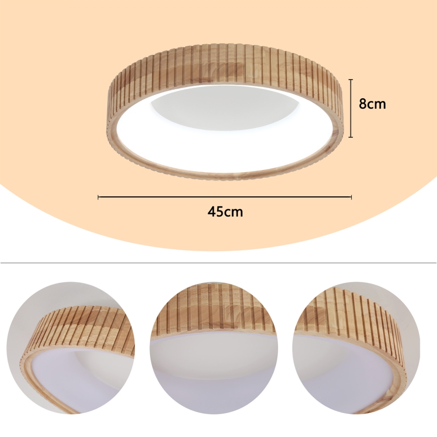 Brilagi - LED-kattovalaisin FALCON WOOD MODERN LED/30W/230V 3000/4000/6000K halkaisija 45 cm puu