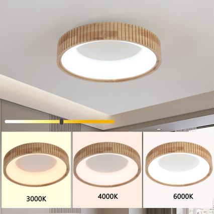 Brilagi - LED-kattovalaisin FALCON WOOD MODERN LED/30W/230V 3000/4000/6000K halkaisija 45 cm puinen