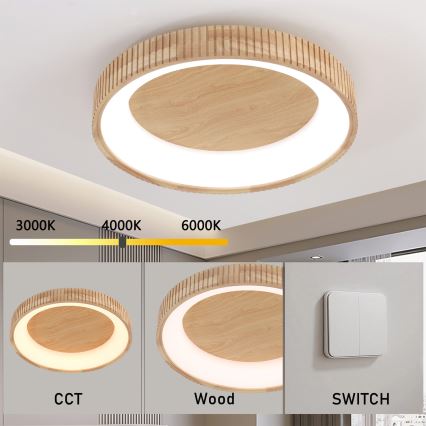 Brilagi - LED-kattovalaisin FALCON WOOD MODERN LED/40W/230V 3000/4000/6000K Ø 60 cm puinen