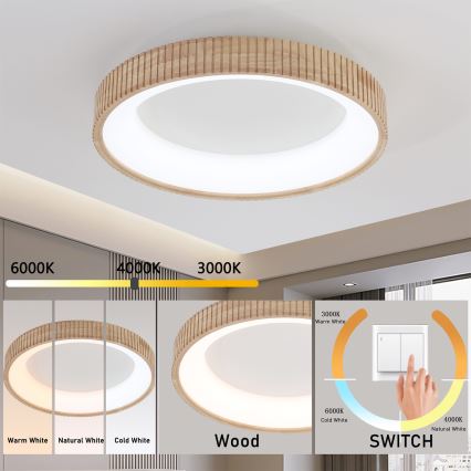 Brilagi - LED-kattovalaisin FALCON WOOD MODERN LED/40W/230V 3000/4000/6000K halkaisija 60 cm puinen