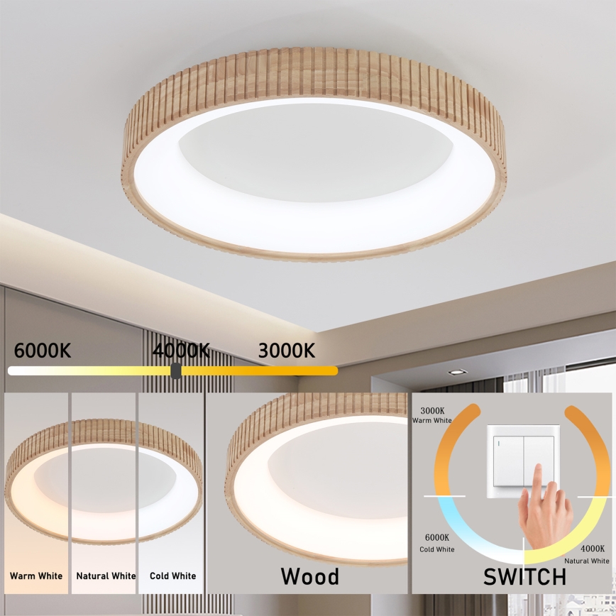 Brilagi - LED-kattovalaisin FALCON WOOD MODERN LED/40W/230V 3000/4000/6000K halkaisija 60 cm puinen