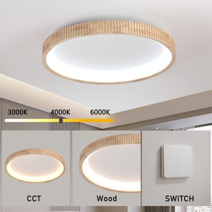Brilagi - LED-kattovalaisin FALCON WOOD MODERN LED/60W/230V 3000/4000/6000K Ø 80 cm puu