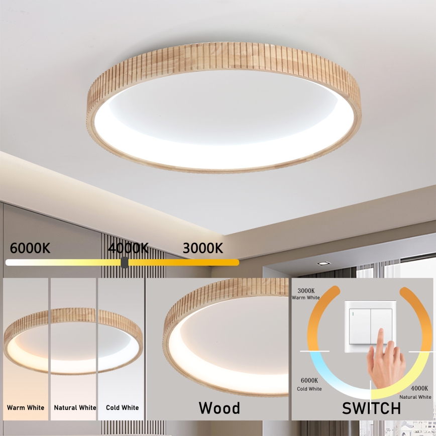 Brilagi - LED-kattovalaisin FALCON WOOD MODERN LED/60W/230V 3000/4000/6000K Ø 80 cm puu