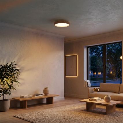 Brilagi - LED-kattovalaisin FLOCO LED/24W/230V Ø 30 cm puukuosi/valkoinen