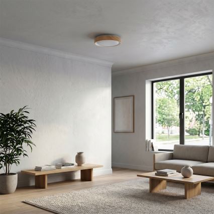 Brilagi - LED-kattovalaisin FLOCO LED/24W/230V Ø 30 cm puukuosi/valkoinen