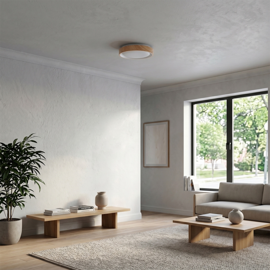 Brilagi - LED-kattovalaisin FLOCO LED/24W/230V Ø 30 cm puukuosi/valkoinen