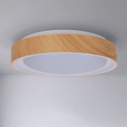 Brilagi - LED-kattovalaisin FLOCO LED/24W/230V Ø 30 cm puukuosi/valkoinen