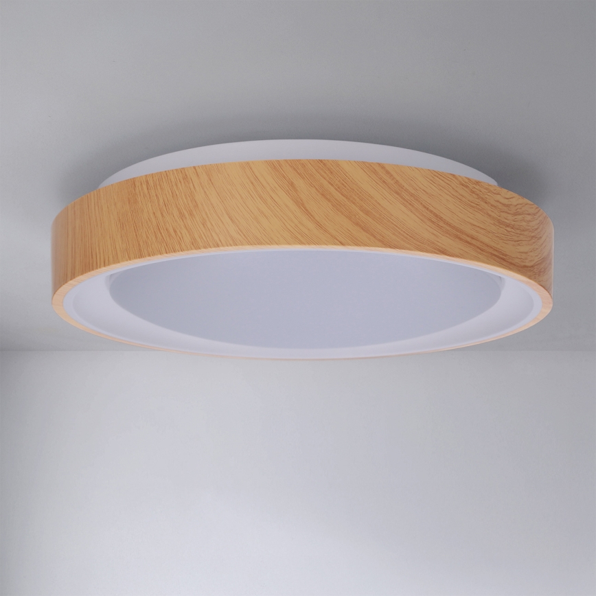 Brilagi - LED-kattovalaisin FLOCO LED/24W/230V Ø 30 cm puukuosi/valkoinen
