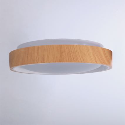 Brilagi - LED-kattovalaisin FLOCO LED/24W/230V Ø 30 cm puukuosi/valkoinen