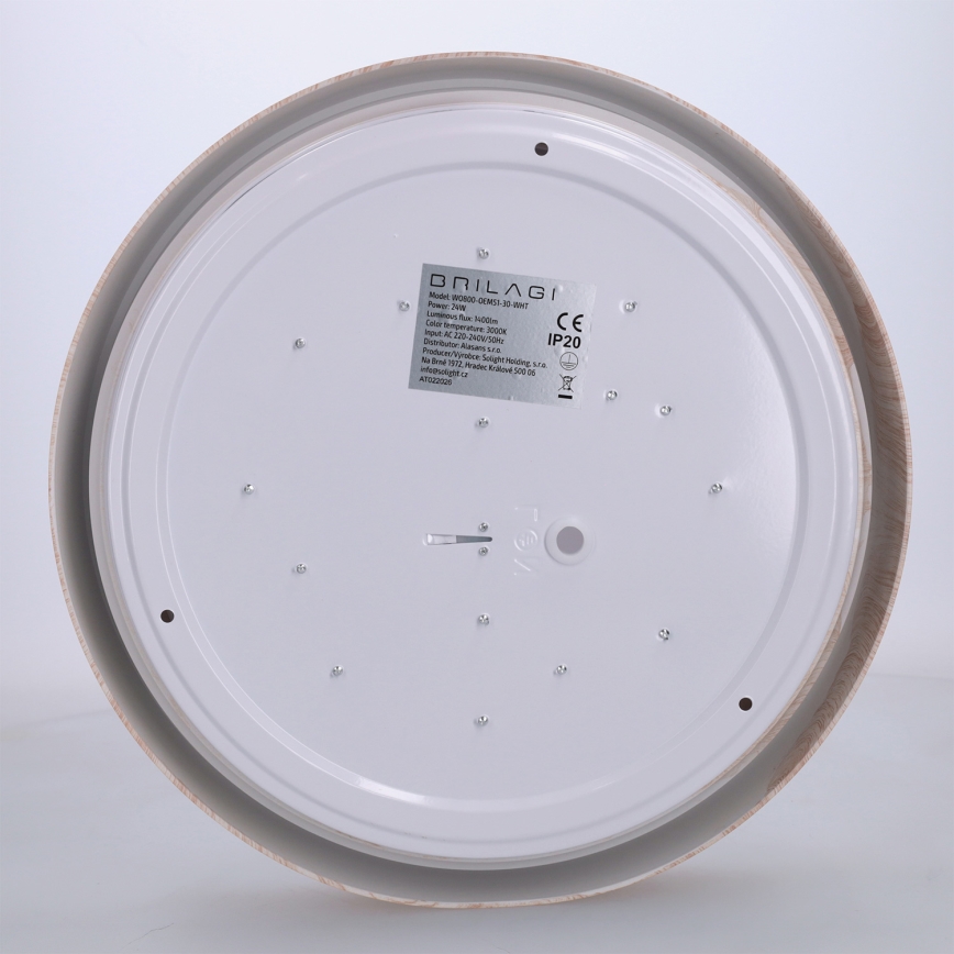 Brilagi - LED-kattovalaisin FLOCO LED/24W/230V Ø 30 cm puukuosi/valkoinen